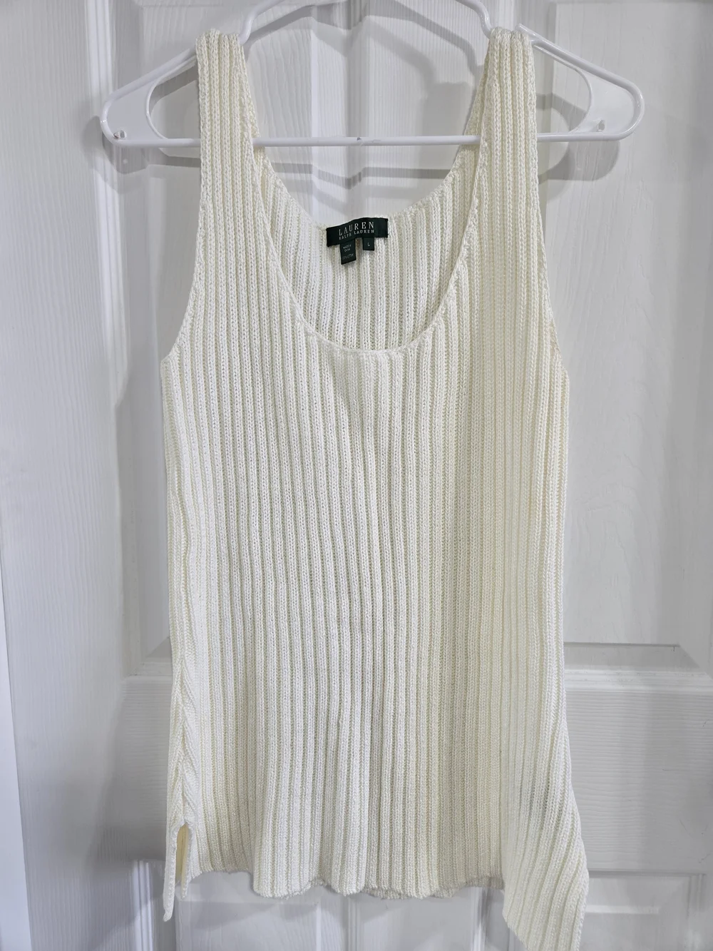 Lauren Ralph Lauren Ivory Ribbed Knit Tank Top - Picture 2 of 3